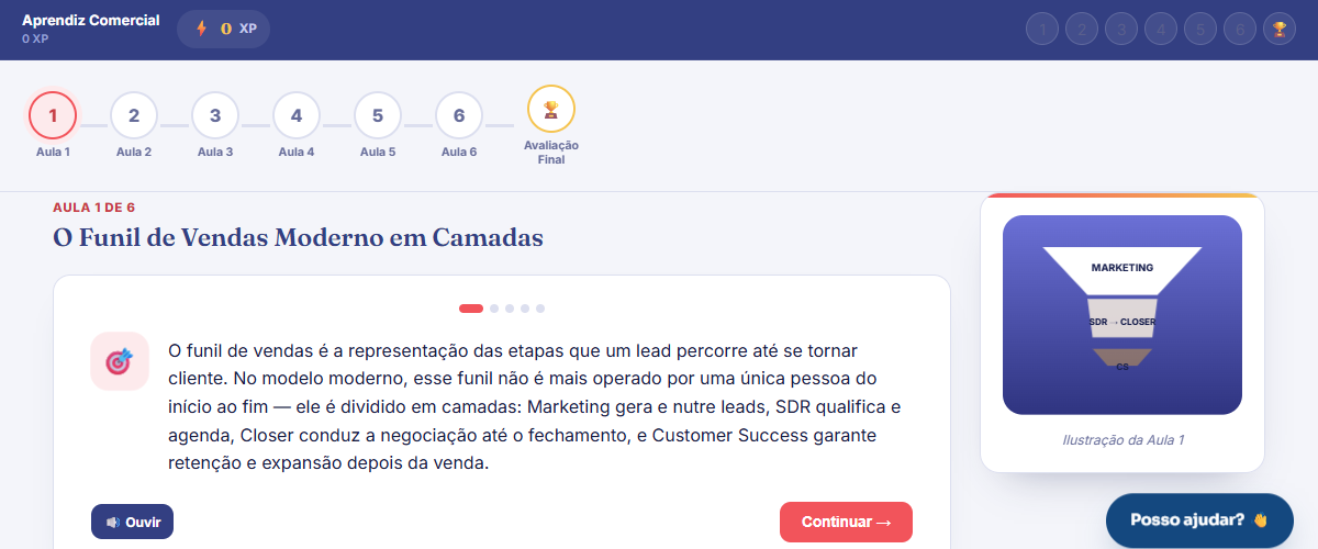 Print real de uma aula da Kayma, com narração em áudio e ilustração de apoio